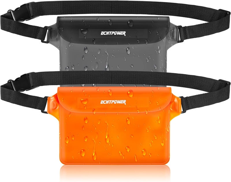 ECHTPower Store 2-Pack Waterproof Pouch Bag, Waterproof Fanny Pack, Waterproof Dry Bag with Adjustable Waist Strap for Beach Swimming Kayaking Floating Boating - Image 1